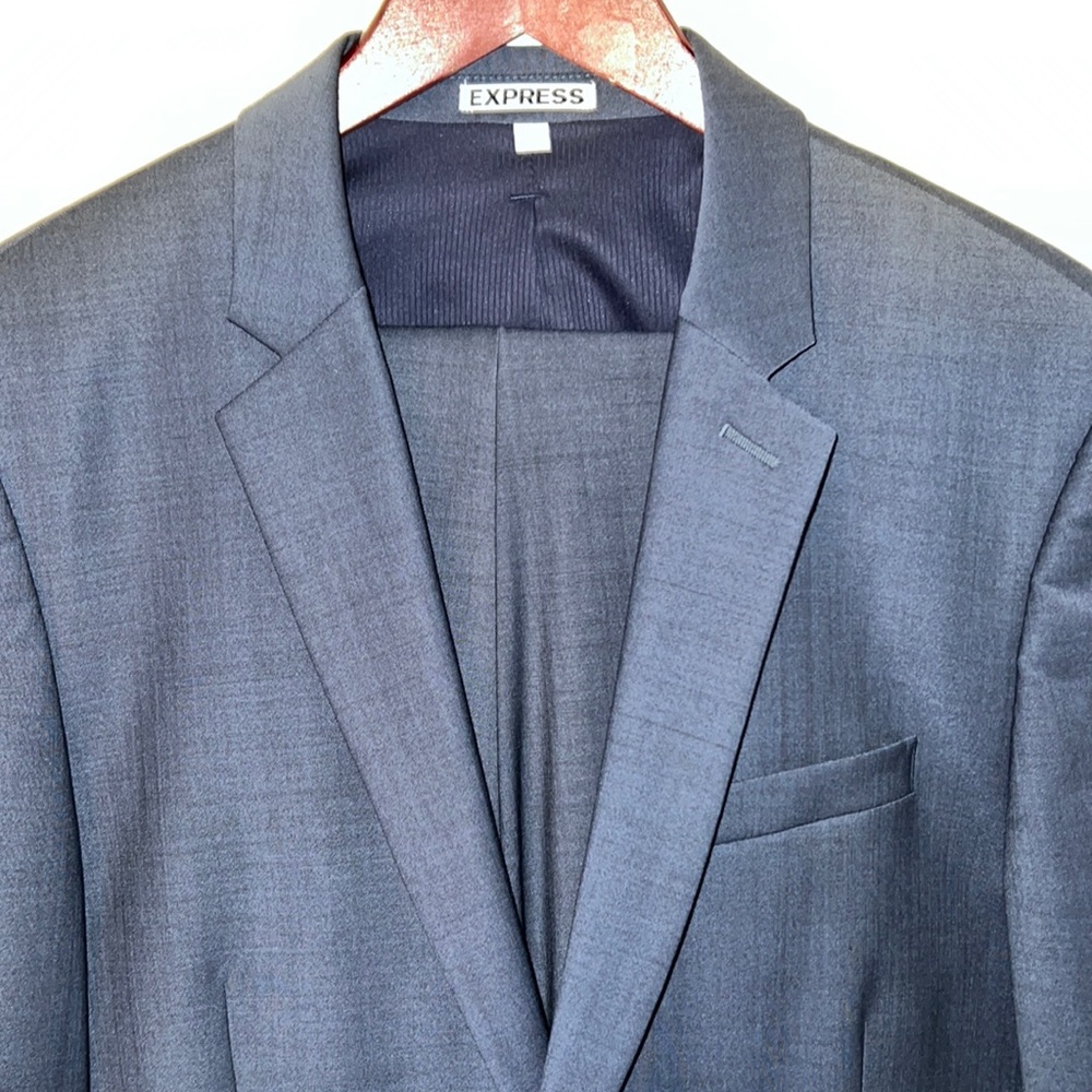 Express Navy Mens Suit 40R Slim Wool Blend